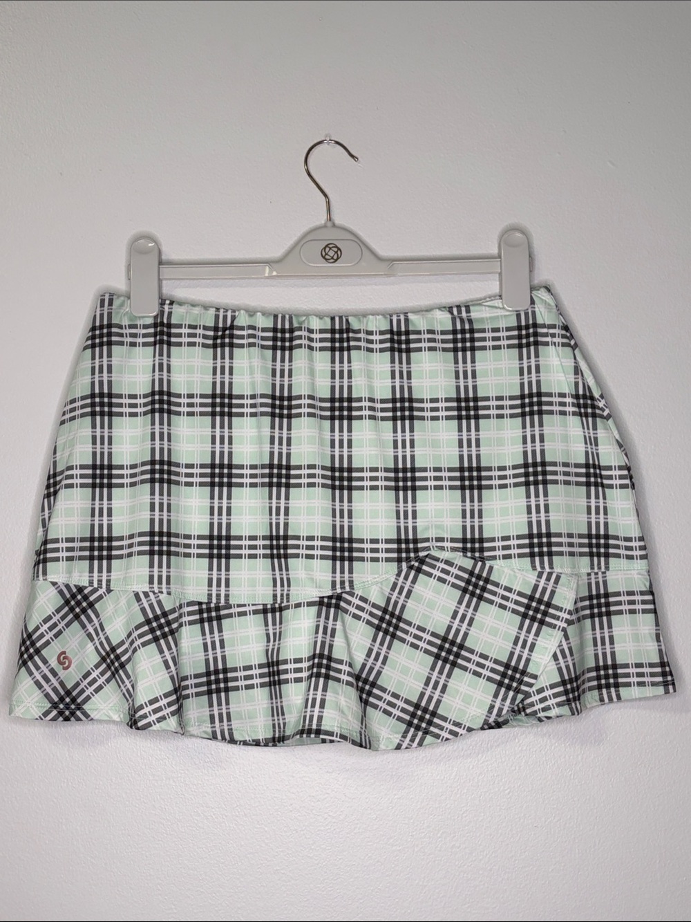 Cross Court Plaid Ruffle Hem Skirt Skort Size L